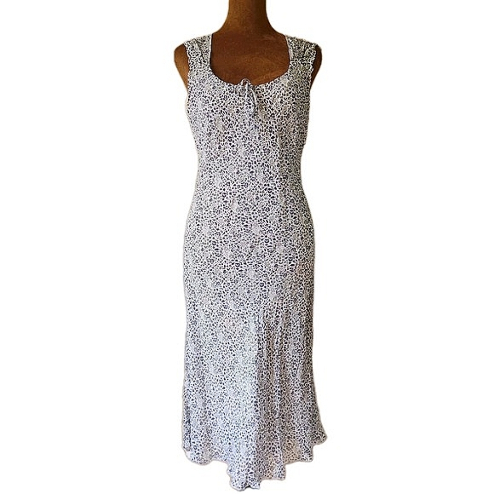 S.OLIVER Dress Size 38 US 6 Ditsy Floral Ruffle Hem Lined‎ Tie Front  Feminine